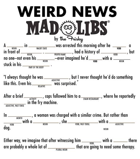 Funny Mad Libs For Adults